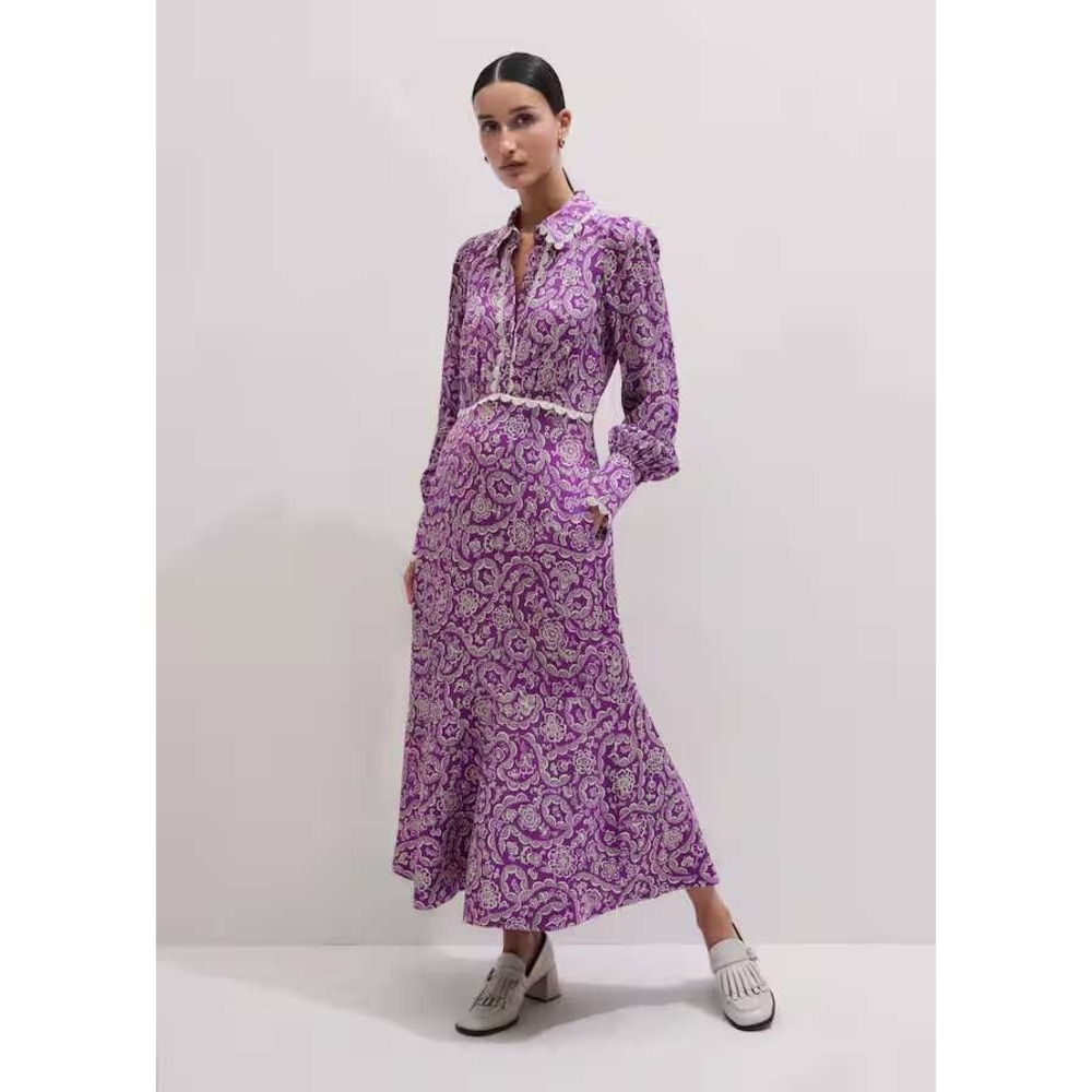 ME+EM Entangled Lace Print Maxi Dress Purple Size 6 New With Tags